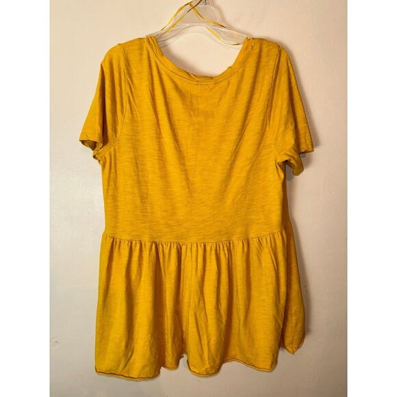 Terra & Sky Women's Top XL V-Neck Flowy Fit Flare 0x Plus Size Yellow Blouse - Picture 3 of 5